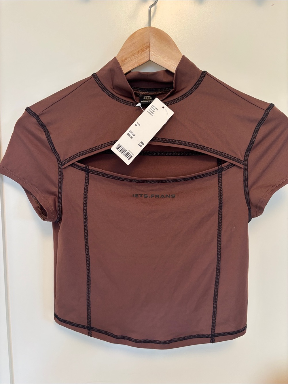 Etsy Frans Brown Cutout Short Sleeve Top